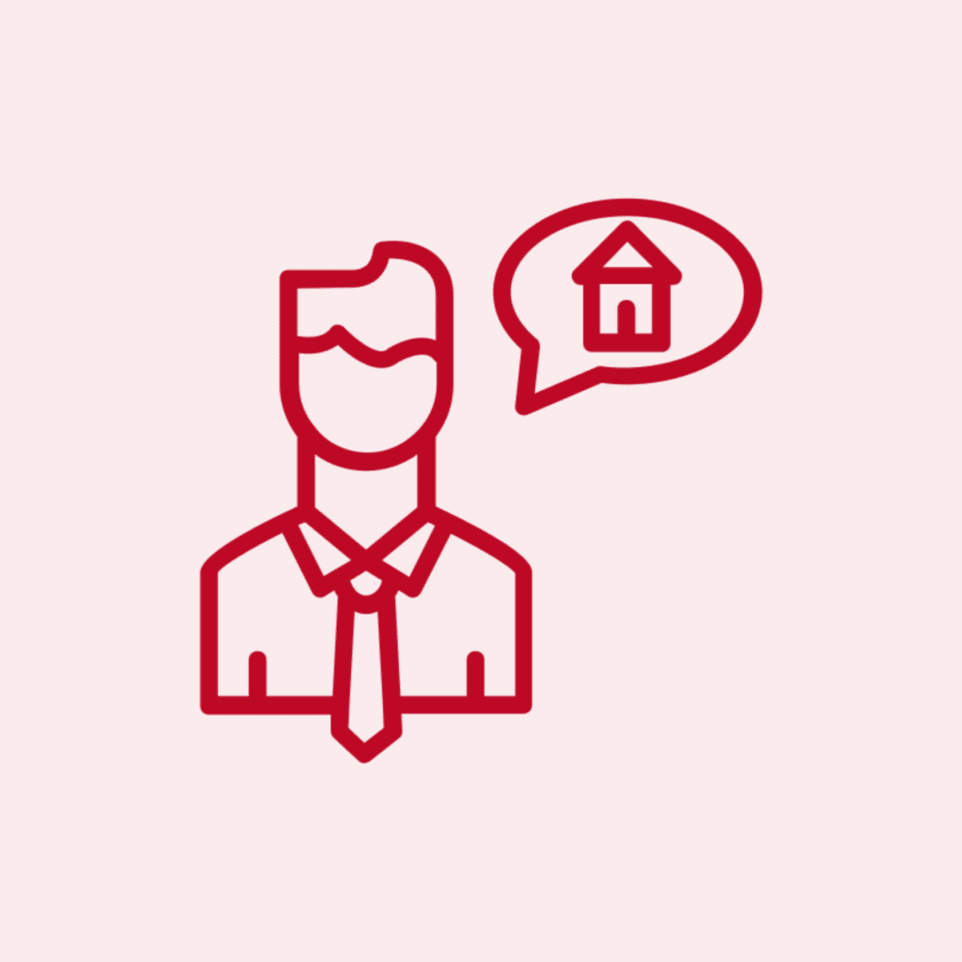 Businessperson discussing home symbol