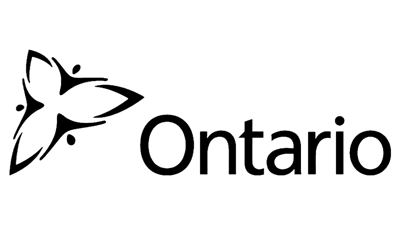 Ontario logo with stylized trillium flower.